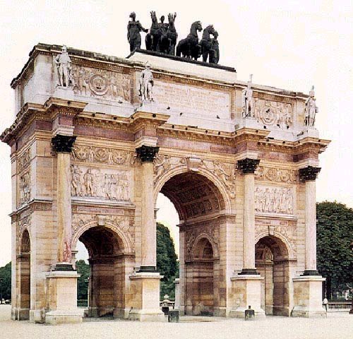 Триумфальная арка на площади Карузелл. Архитектор Фонтен. 1803-1833, Париж