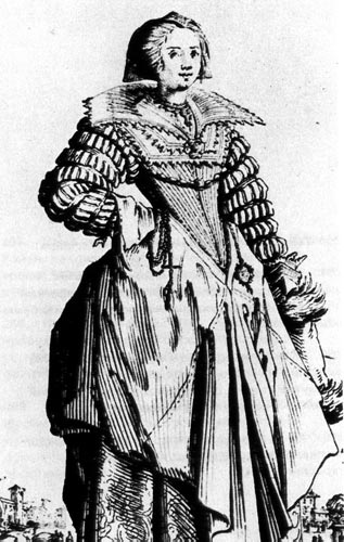 Одежда знатной дамы: платье из двойного сукна и плотно облегающий лиф с двойным воротником