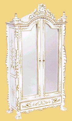 NHM-45. Плательный шкаф с зеркальными дверцами. Ручная роспись. BxSxH(см)=10,0х4,4х18,3