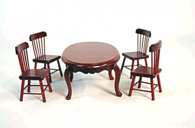 GA-CO-02E. Набор мебели для столовой в стиле Landhaus. Обеденный стол с круглой столешницей и 4 стула. Выпускается в 2 вариантах отделки деревянных поверхностей: цвет красного дерева, белый цвет
