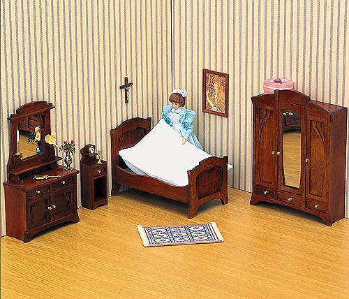 GA-DK-10L. Набор мебели для спальни из 4 предметов. Jugendstil. Материал: тонированная ель